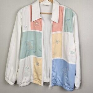 Alfred Dunner Zip Up Jacket Size 18 Lightweight Pastel